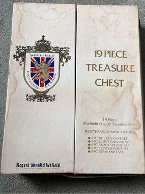 Regent Sheffield Stainless Steel 19 Pc Treasure Chest Knife Set Never Used Vntg